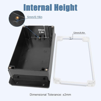 Project Box IP65 Waterproof ABS Plastic Electrical Junction Box with Clear Cover Enclosure with Fixed Ear, Black 7.8"x 4.7"x 2.9"(200x120x75mm)(Pack of 1) - color: 1 pack, size: 7.8"x 4.7"x 2.9"