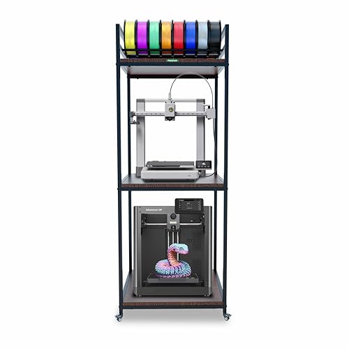 PT2 3D Printer Stand Rack, 3 Tier Heavy Duty 3D Printer Rack with Filament Organizer, Large Capacity for 3D Printers and Printing Filaments Storage with Wheels - color: PT2