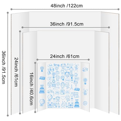 IKAYAS 6 Pack Trifold Poster Board 36" X 48" White Science Display Board