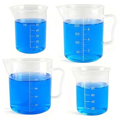 TISMART Plastic Beaker 4 Pack Measuring Cup Set