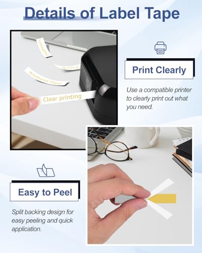 5 Pack Compatible with P-Touch TZe-234 AZE-234 TZ-234 Gold on White 12mm 0.47'' Laminated Label Tape Replacement for Ptouch PT-H100 PT-D200 D210 D400 PT-P700 PT-1000 PT-2030 Label Maker - color: Gold on White, size: 12mm