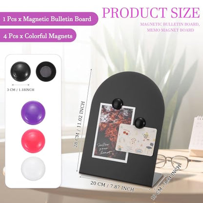 PATIKIL Magnetic Bulletin Board Black W/ 4 Colorful Magnets 1Pcs - color: Black/Colorful