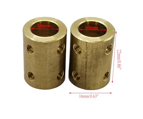 5pcs 10mm to 10mm Bore Rigid Coupling Set Screws,Brass Motor Shaft Coupling Coupler Connector with Screws and Wrench for 3D Printer DIY Encoder Car Model Shaft RC Robot - size: 10mm to 10mm