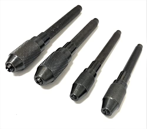 Primmum Quality 4 Piece Pin Vise Set Hand Drill held 4 Sizes Chucks Drilling Vice Jewelry Hobby Crafts by JTS
