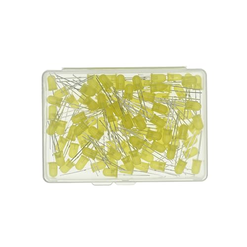 100 Pcs 5mm Yellow LED Diode Lights - DC 2V-3V 20mA Emitting Diodes LED Bulb - DIY Science Project Electronics Components Lighting Kit - color: Yellow, size: 5mm Round Top
