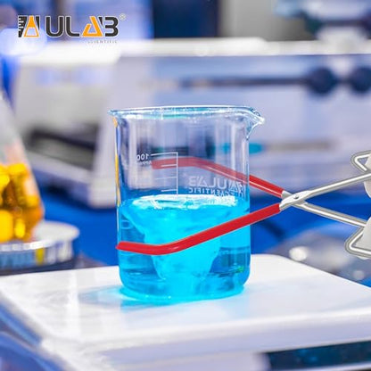 Ulab Lab Beaker Tongs, Red Rubber Coated Ends, Nickel Plated 1/4" Steel, for 50mL - 2000mL Capacity Beaker, USC1002 - style: Lab Beaker Tong -1PC