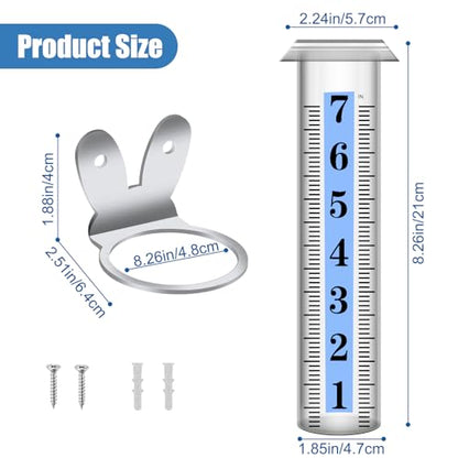 Accurate Rain Gauge Outdoor,7" Rain Gauges Outdoors Best Rated with Stainless Steel Rack Holder, Thickened Plastic Large Precise rain Measure Guage for Yard Fence Garden Lawn Farm - color: Large Font Rain Gauge