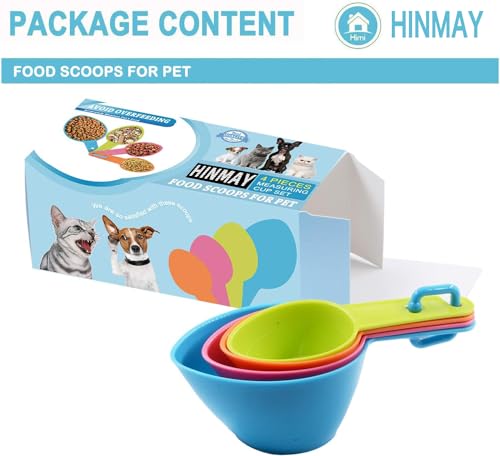 HINMAY Pet Food Scoops Plastic Measuring Cups Set for Dog Cat and Bird Food