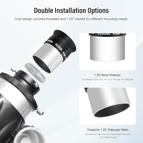 Astromania Telescope Eyepiece 1.25 Inch Plossl Eyepiece Telescope Lense 4mm - size: 1.25" - 4mm