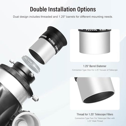 Astromania Telescope Eyepiece 1.25 Inch Plossl Eyepiece Telescope Lense 4mm - size: 1.25" - 4mm