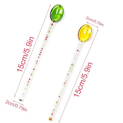 Glass Stirring Spoons for Coffee,Glass Spoons for Coffee,Stirring Rod Cocktail Stirrer Fruit Mixing Stick Small Stirrers Swizzle Stick For Home Bar Party, Office Supply (Green + Orange) - size: Green + Orange