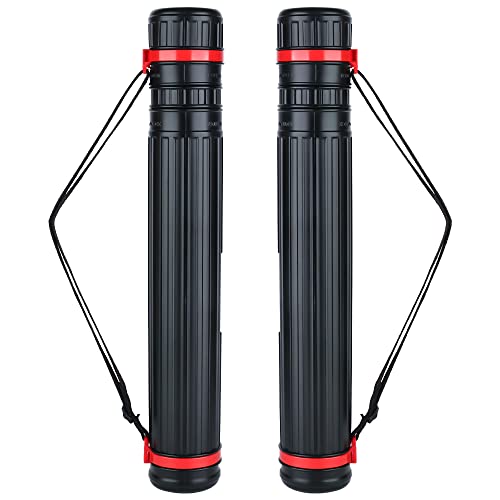 TRANSON 2-Pack Small Poster Tube Storage 17“ to 27” Extendable for Documents Blueprints Artworks Scrolls - color: 2 Pack-Red