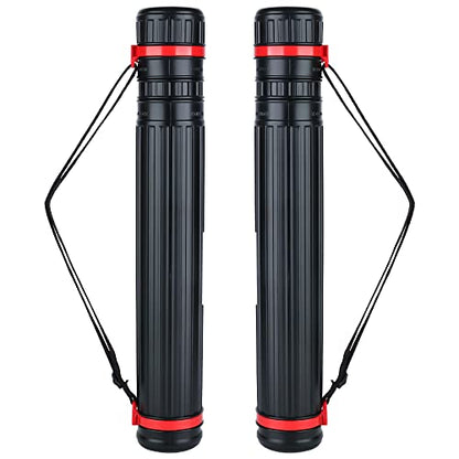 TRANSON 2-Pack Small Poster Tube Storage 17“ to 27” Extendable for Documents Blueprints Artworks Scrolls - color: 2 Pack-Red