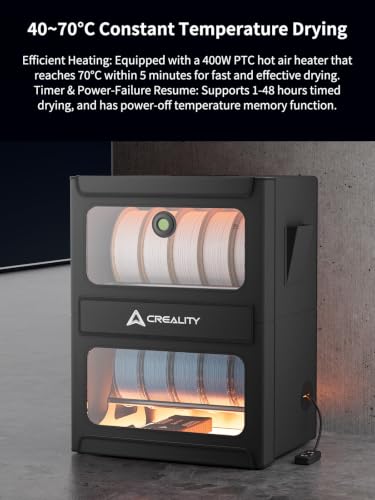 Creality Filament Storage Box 10KG, Max 70℃ Temperature, 3D Filament Dryer with Magnetic Closure, Moisture-Proof & Damp-Proof, Large Capacity Rack & Resin Sealed Dust Cover, Easy Access - style: Filament Storage Box 10kg Capacity(Heating)