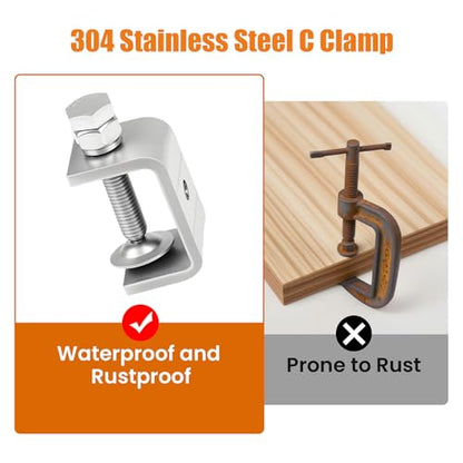 1-3/4 Inch C Clamp, 2 Pcs 304 Stainless Steel C Clamps, Small U Clamps for Mounting, G-Clamp with Wide Jaw Opening and I-Beam Design, for Carpentry, Metal Fabrication, DIY Home Improvement (45mm) - size: 1-3/4 Inch-2pcs（45mm）
