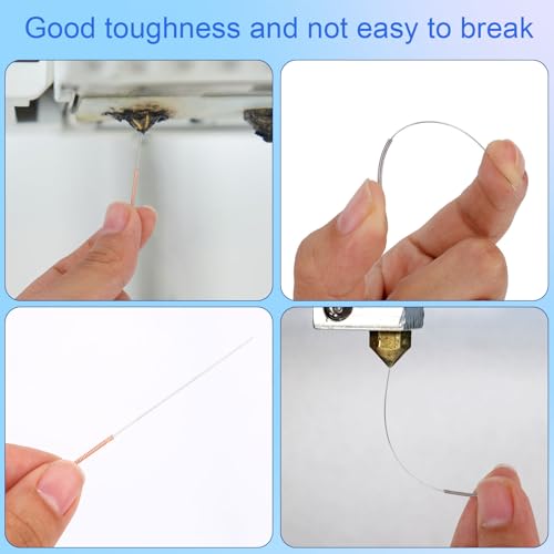 3D Printer Nozzle Cleaning Kit, 60 Stainless Steel Nozzle Cleaner Needles & 6 Protective Tubes Unclog Tool for Creality Ender 3/Ender 3 V2/5 K1 CR-10 MK8 V6 (0.2/0.3/0.4/0.5mm Diameter)