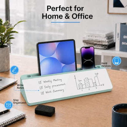Glass Desktop Whiteboard,Dry Erase Board Buddy Keyboard Stand - color: Green