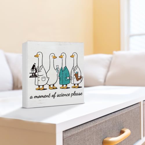 Funny Science Teacher Decor Chemistry Teacher Wood Block Sign a Moment of Science Wood Sign for Laboratory Classroom Office Desk Decoration 5x5 Inch, Back to School Gifts
