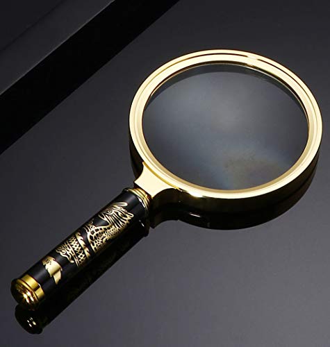 Magnifying Glass 6X Magnification Magnifier Handheld Magnifie(6X Gold)