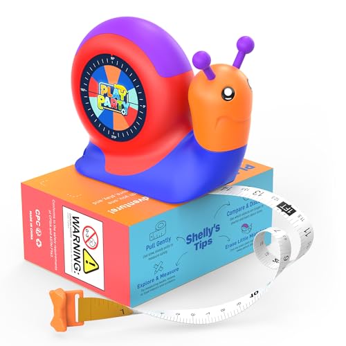 8ft Tape Measure for Kids, STEM Educational Tool with Level, Protractor and Eraser, Retractable Snail Shaped Measuring Tapes, Child-Safe Gift for Boys & Girls 3+, Blue - color: Blue