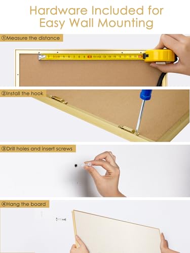 Fabric Bulletin Board 16x12 inches, Golden Aluminum Framed Wall Pin Board - color: Oatmeal White Fabric & Golden Frame, size: 15.8" x 11.8"