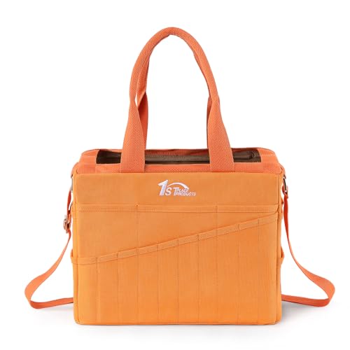 Art Craft Supply & Pottery Bag – 36 Pockets – Detachable Shoulder Strap - Handles – Removable Padded Divider - Washable – Tools, Knitting, Crochet, Yarn, Sewing, Scrapbooking, Clay, Tote - color: Mandarin