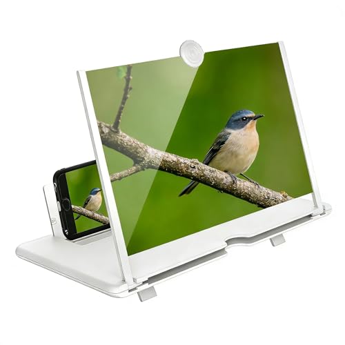 Screen Magnifier Version, Foldable Big Screen Magnifier for Cell Phone, Clear Immersive View,Magnifying Glass for Travel, Portable Pocket Cinema for Movies (12inch) (White) - color: White