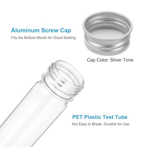 PATIKIL 65ml Test Tubes Set, 12pcs Plastic Clear Flat Bottom Test Tube - size: 65ml