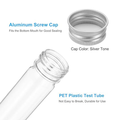 PATIKIL 65ml Test Tubes Set, 12pcs Plastic Clear Flat Bottom Test Tube - size: 65ml