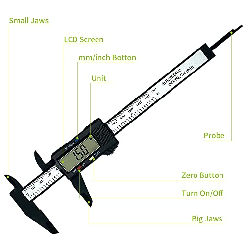 0-6 Inches Digital Caliper with Large LCD Screen and Auto-Off Feature | Inch & Metric Conversion Measuring Tool, Perfect for Household/DIY Measurement