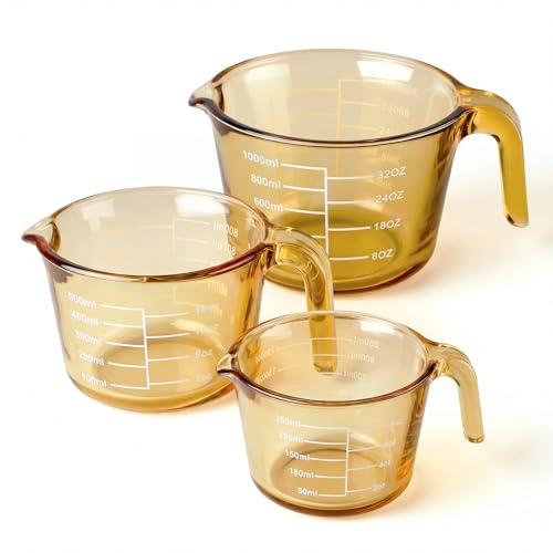 Domensi 3 Pack Glass Measuring Cups 1, 2 & 4 Cup, Measuring Cups for Liquid - size: 1, 2 & 4 Cup