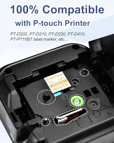 5 Pack Compatible with P-Touch TZe-234 AZE-234 TZ-234 Gold on White 12mm 0.47'' Laminated Label Tape Replacement for Ptouch PT-H100 PT-D200 D210 D400 PT-P700 PT-1000 PT-2030 Label Maker - color: Gold on White, size: 12mm