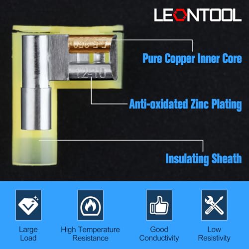110Pcs Right Angle Spade Connector Kit, with Flag Terminal Crimper - style: Spade Connectors Kit