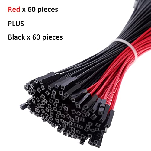 Breadboard Jumper Wires 20AWG, Bestlus Exclusives Male to Female Jumper Wires M/F 150mm Pack of 120 Square Head 0.1'' (15CM / 6'', M/F, Red x 60 Pieces Black x 60 Pieces) - color: Male-Female, 15CM-BR, size: 15CM / 6''