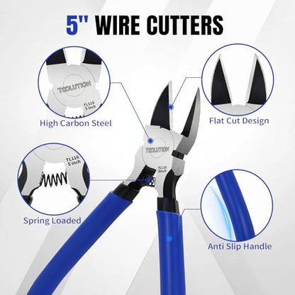 3-Piece Pliers Set - 5 Inch Flush & Wire Cutters & Needle Nose Pliers - size: Needle Nose Pliers & Wire Cutters& Flush Cutters