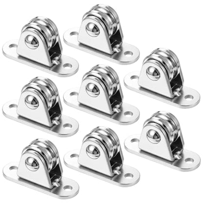 8 Pack Small Pulley Block Silent Pulley Wheel Heavy Duty Fixed Pullies Loading 176 lb, 1" Mini Duplex Pulleys Roller Frictionless Silent Wheel for Cord Material Handling Moving and DIY Project