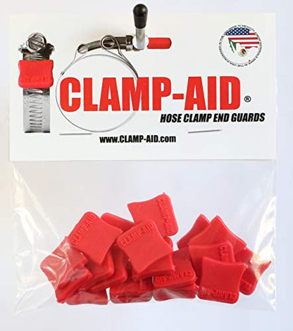 Marine Automatic Bilge Pump Kit Hose Clamp end caps for 1/2" Wide Bands. Boat Engine Accessories. Package of 20. Color: Red