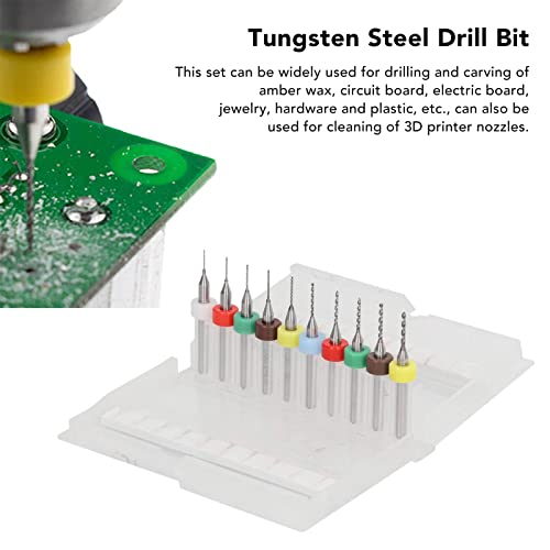 10 Pcs Twist Drill Bit Set, Tungsten Steel Drill Bits, High Hardness, for Drilling and Carving Amber Wax, Circuit Board, Plastic, Cleaning 3D Printer Nozzles