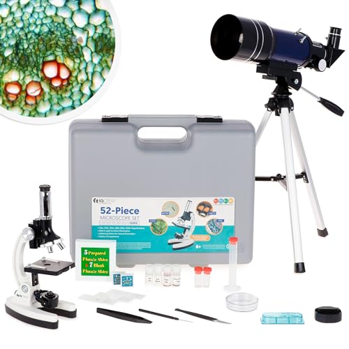 AmScope M30-ABS-KT2-W-TKVB1 1200X White Metal Arm Starter Microscope Kit - style: F) Kit + Telescope