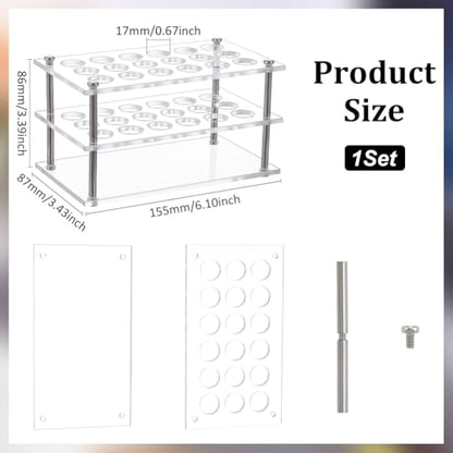 UNICRAFTALE 1 Set 18-Holes Acrylic Test Tube Holder Rack Lab Supplies Rectangle Clear Test Tube Rack Round Holes Test Tube Holder Hole 17mm for Test Tubes Chemistry Laboratory 3.43x6.1x3.39 Inch - size: 15.5x8.7x8cm