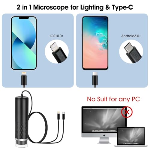 USB Digital Microscope for iOS and Android Devices (Not for Any PC)