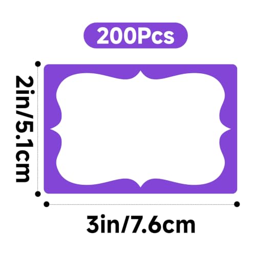 Anwyll Purple Name Tag Stickers - 200 Pcs 3'' x 2'' Name Label Stickers - color: Purple