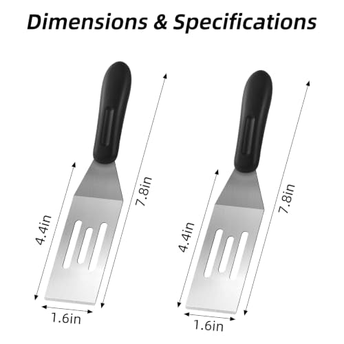 3-Pieces Small Metal Spatula Set, Mini Metal Spatulas for Kitchen Use, Stainless Steel Spatula for Flipping, Serving, Turning Pancakes, Eggs, Brownies, Cookies, Cakes (2 Pack Slotted+1 Pack Solid) - color: 2 Pack Slotted+1 Pack Solid