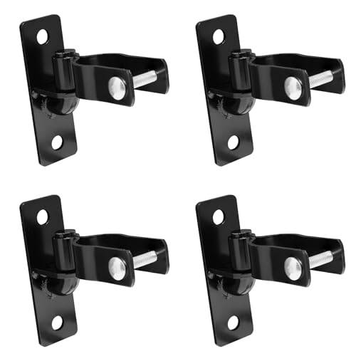4-Pack Black Male Gate Hinges for Chain Link Fence, 1-3/8" OD Pipe Fit, 5/8" Pin, Ideal for Outdoor Farm Gates, Fences & Barn Doors