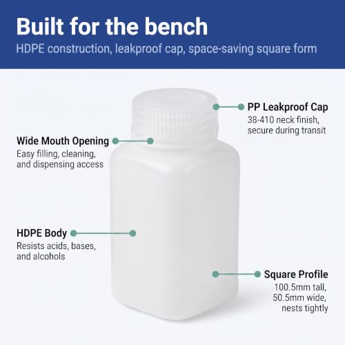 United Scientific™ HDPE Reagent Bottle, Wide Mouth, 175ml/6oz, Pack of 12 - size: 175 mL (6oz)