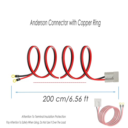 50A Anderson Plug Cable,10AWG 6.56Ft Battery Cable with Copper O-Ring - size: Anderson Plug Connector to Copper Ring 2M