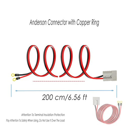 50A Anderson Plug Cable,10AWG 6.56Ft Battery Cable with Copper O-Ring - size: Anderson Plug Connector to Copper Ring 2M