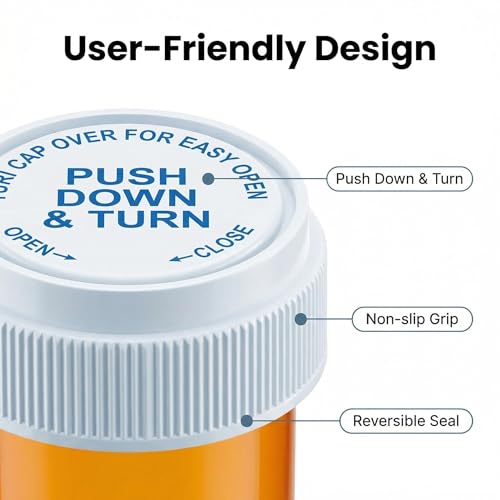 Empty Pill Bottles 13 Dram Amber Reversible Caps