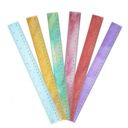 60 Pcs 12 Inch Bulk Plastic Clear Rulers, School Supplies, Oil Painting - color: Oil Painting