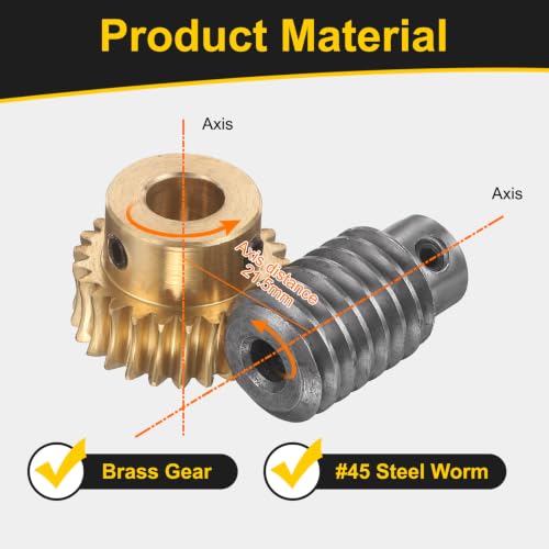 uxcell Worm Gear Set 25T 1 Module 25:1 Reduction Rate, 10mm/6mm Bore - size: 10mm/6mm Bore (1Mod 25T)